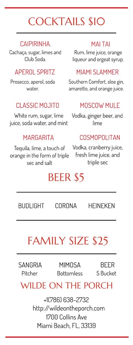 Wilde on the Porch Menu - Image 3