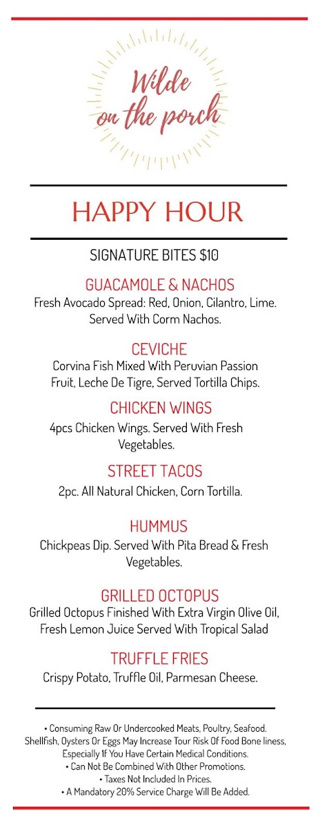 Wilde on the Porch Menu - Image 4